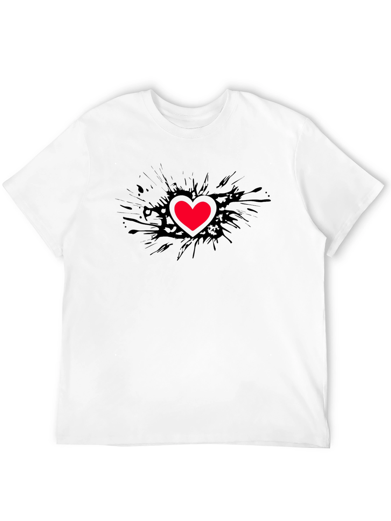Black T-Shirt with Red Heart Graphic