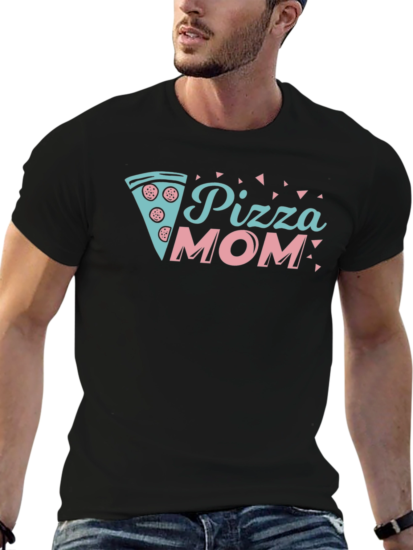 Pizza Mom Graphic T-Shirt - Black Casual Tee