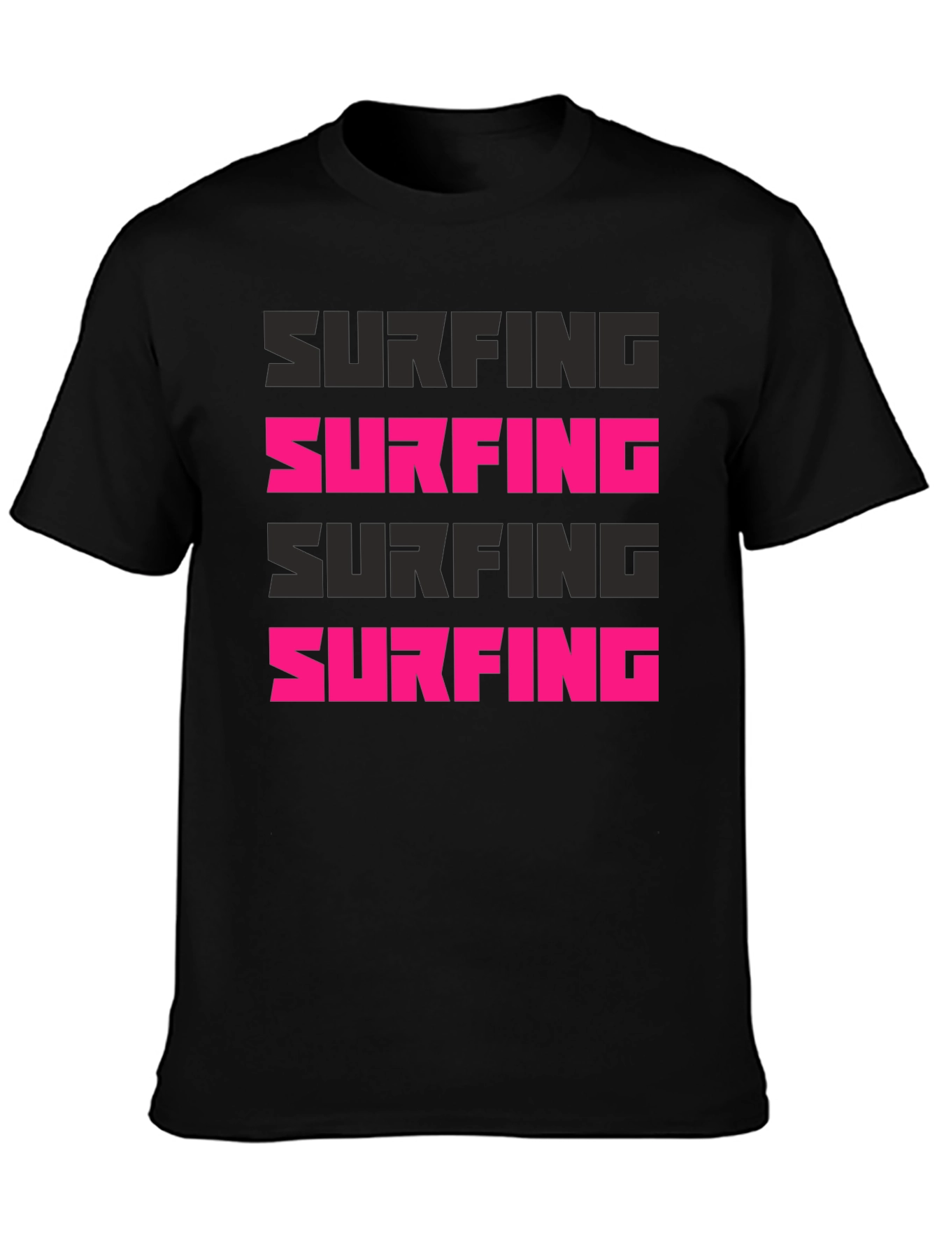 Surfing Graphic Print Black T-Shirt