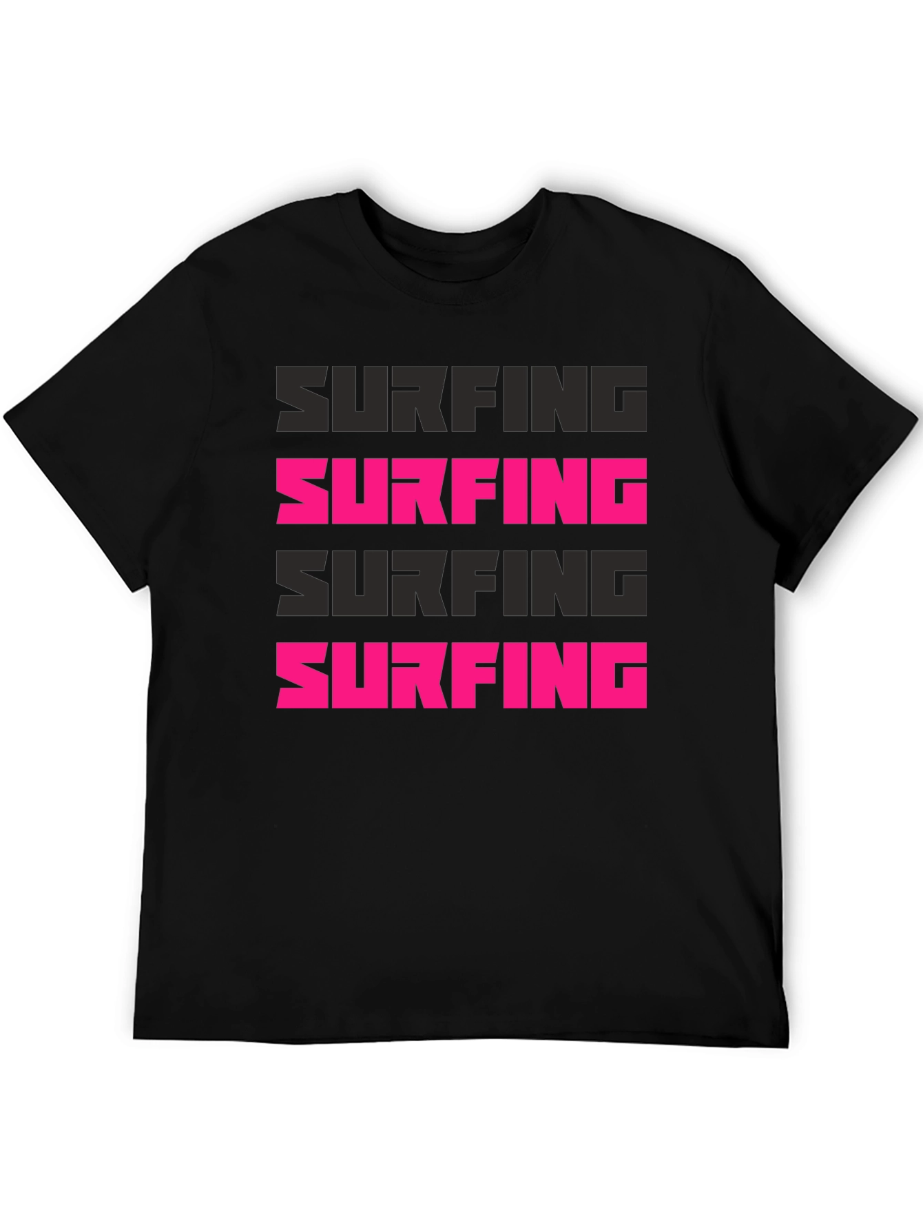 Surfing Graphic Print Black T-Shirt