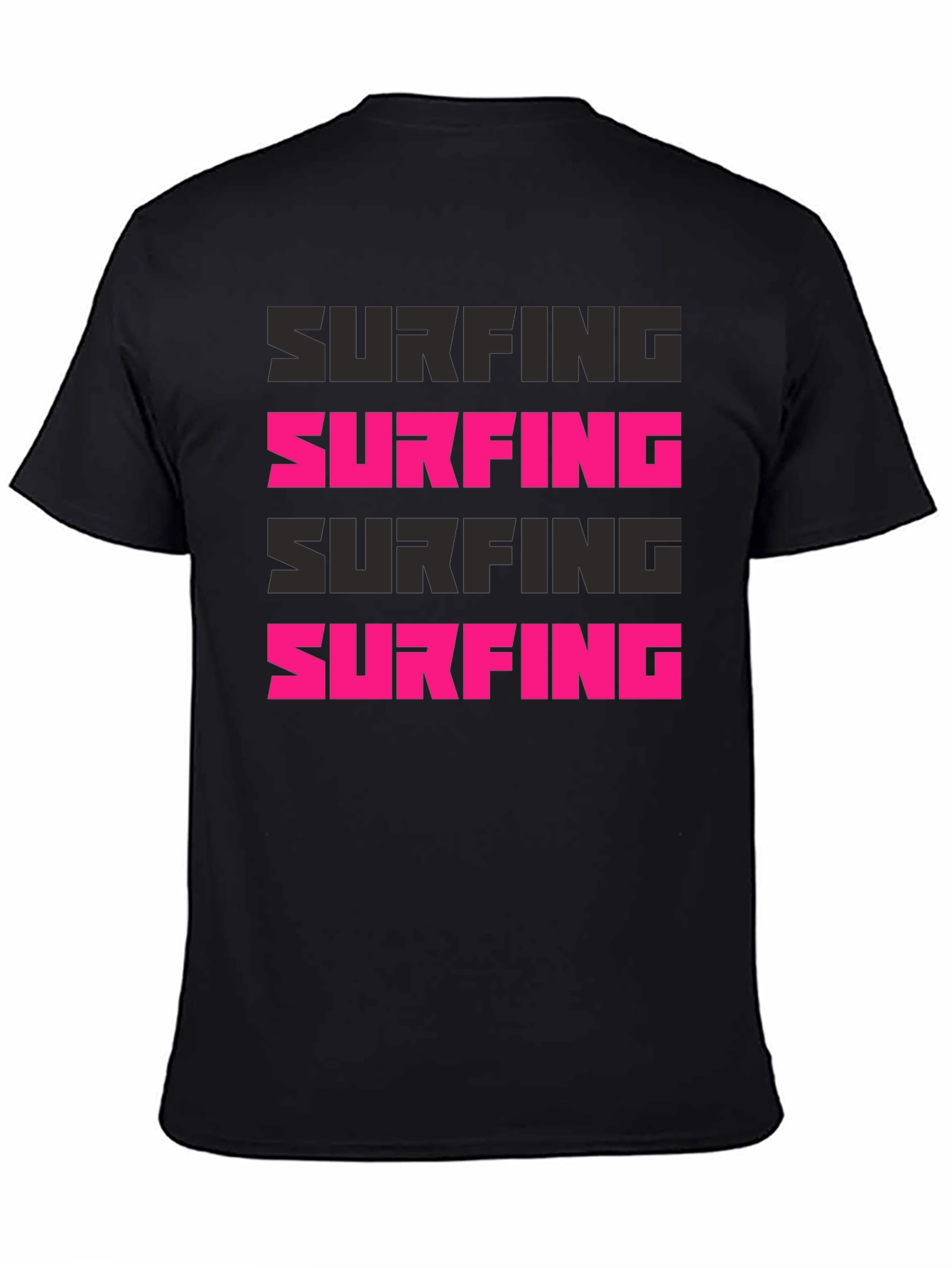 Surfing Graphic Print Black T-Shirt