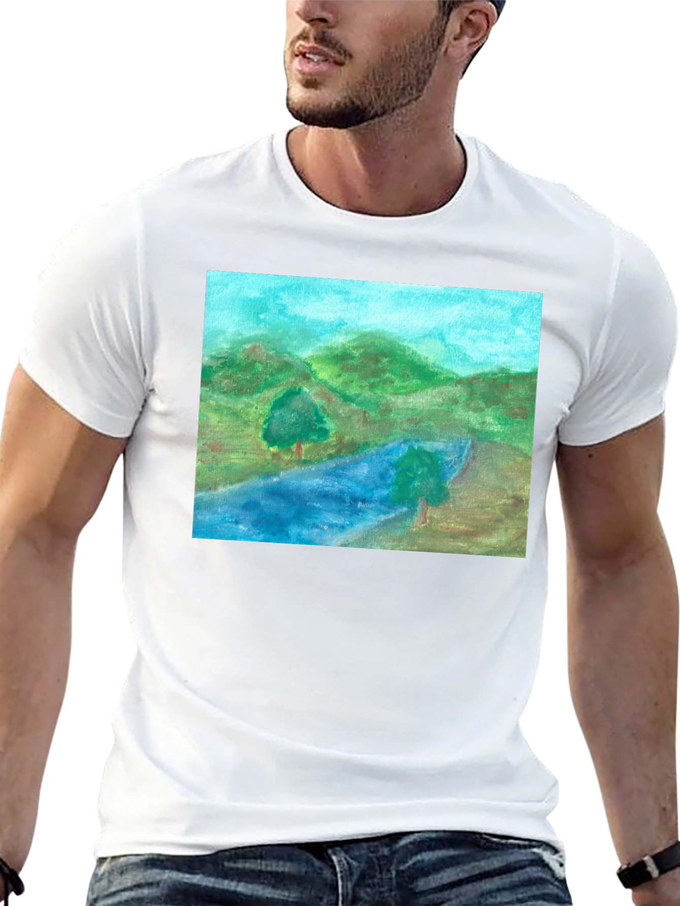 Scenic Landscape Black T-Shirt