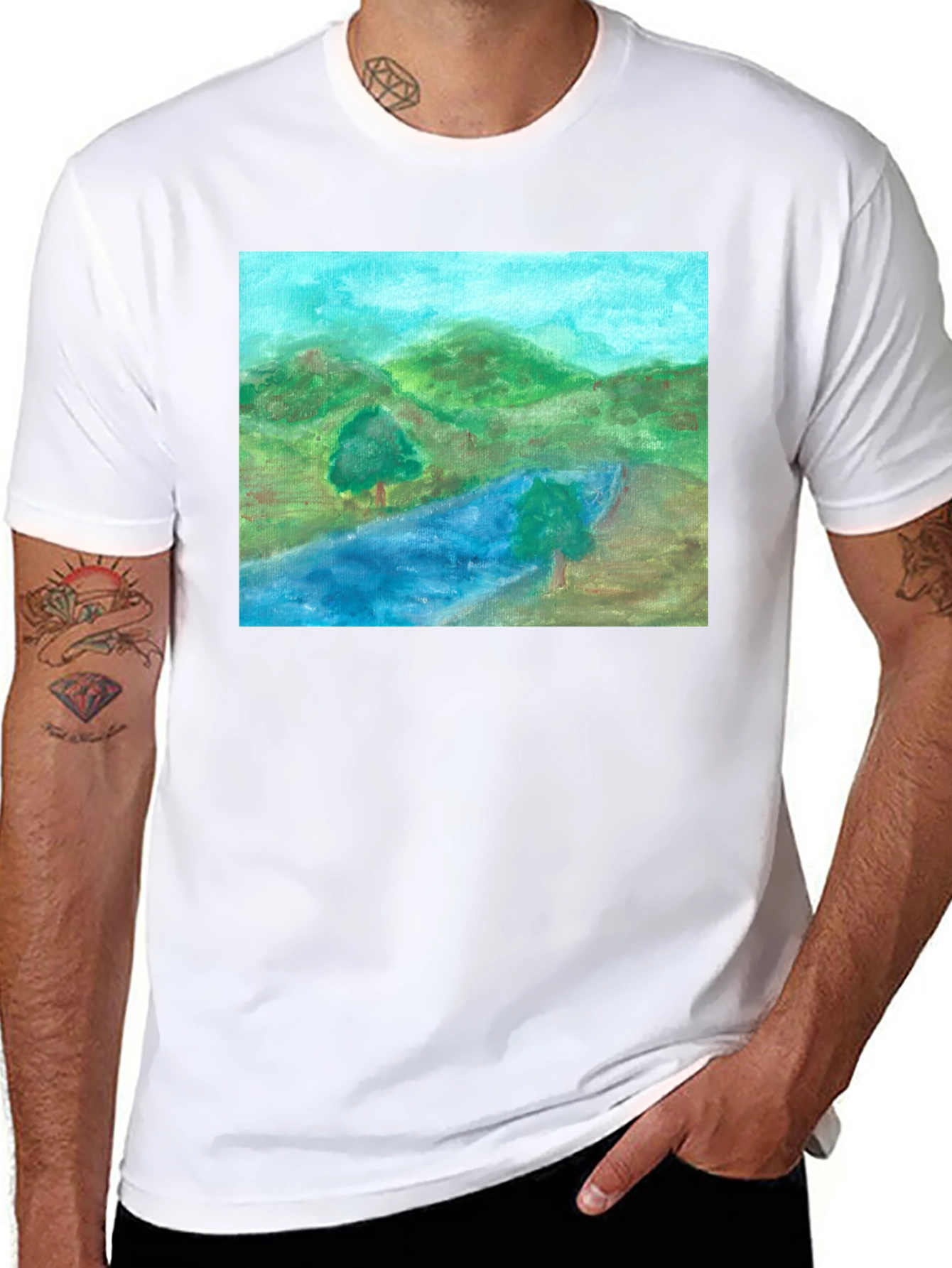 Scenic Landscape Black T-Shirt