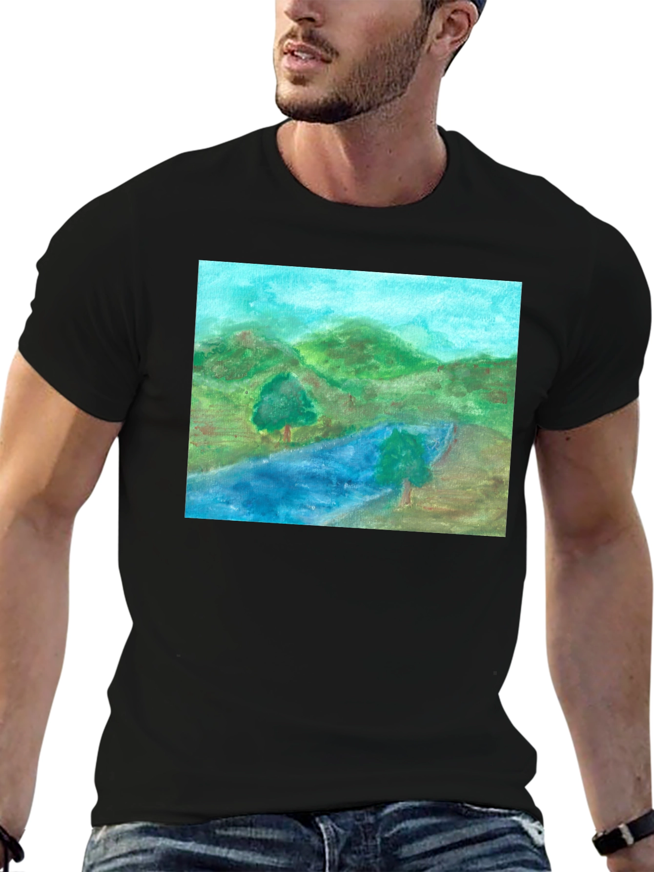 Scenic Landscape Black T-Shirt