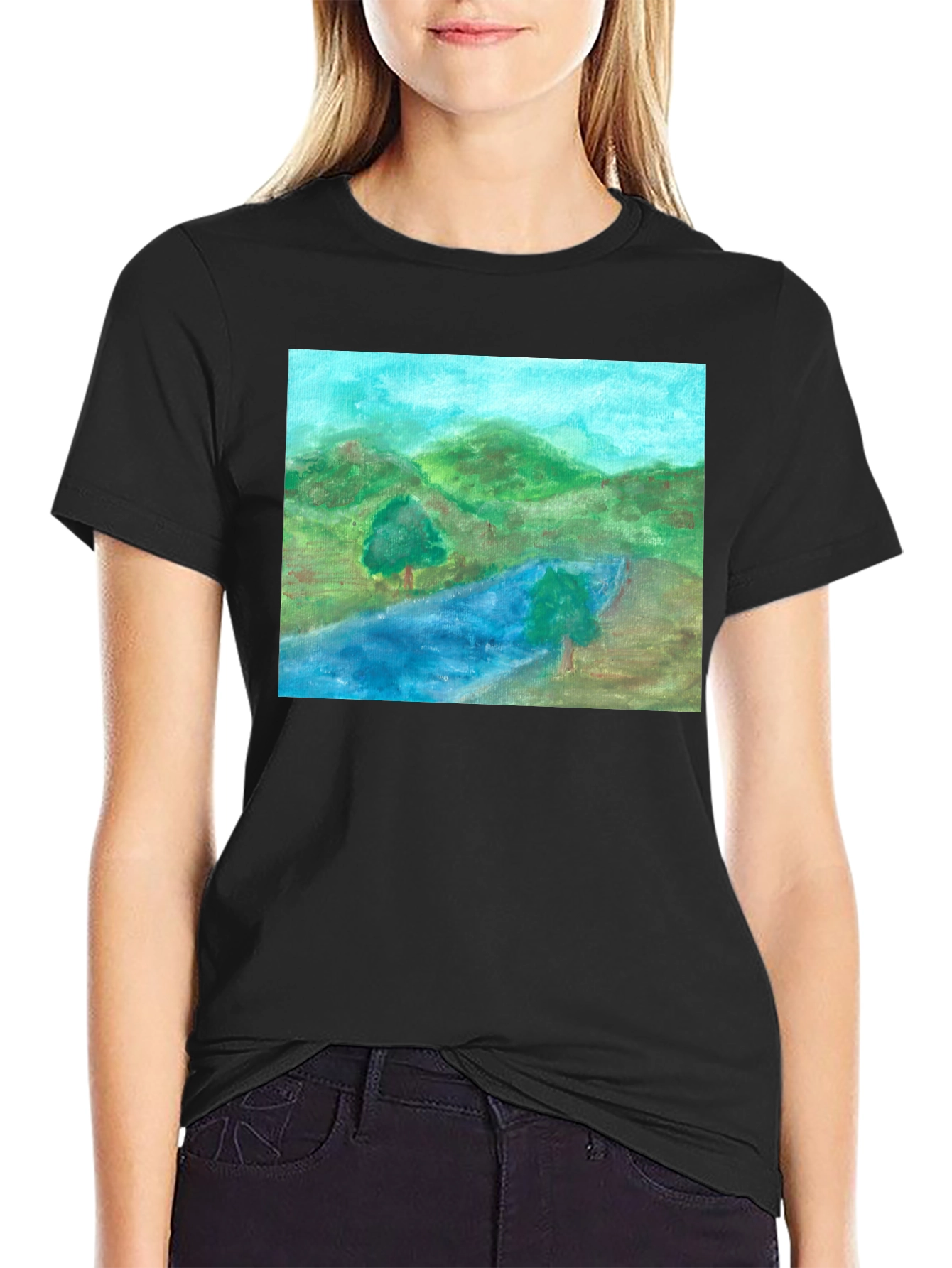 Scenic Landscape Black T-Shirt