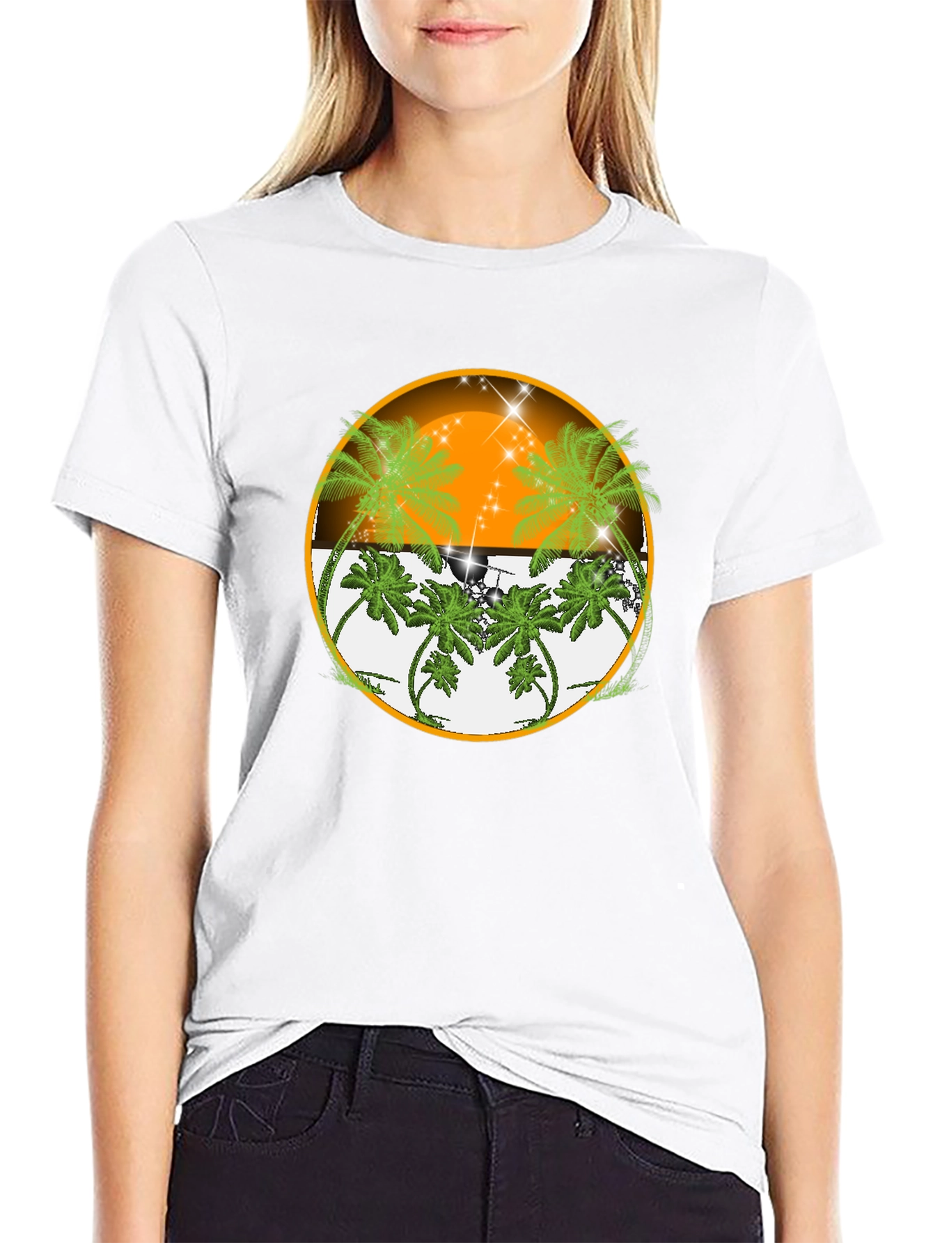 Tropical Sunset Palm Tree Graphic Tee