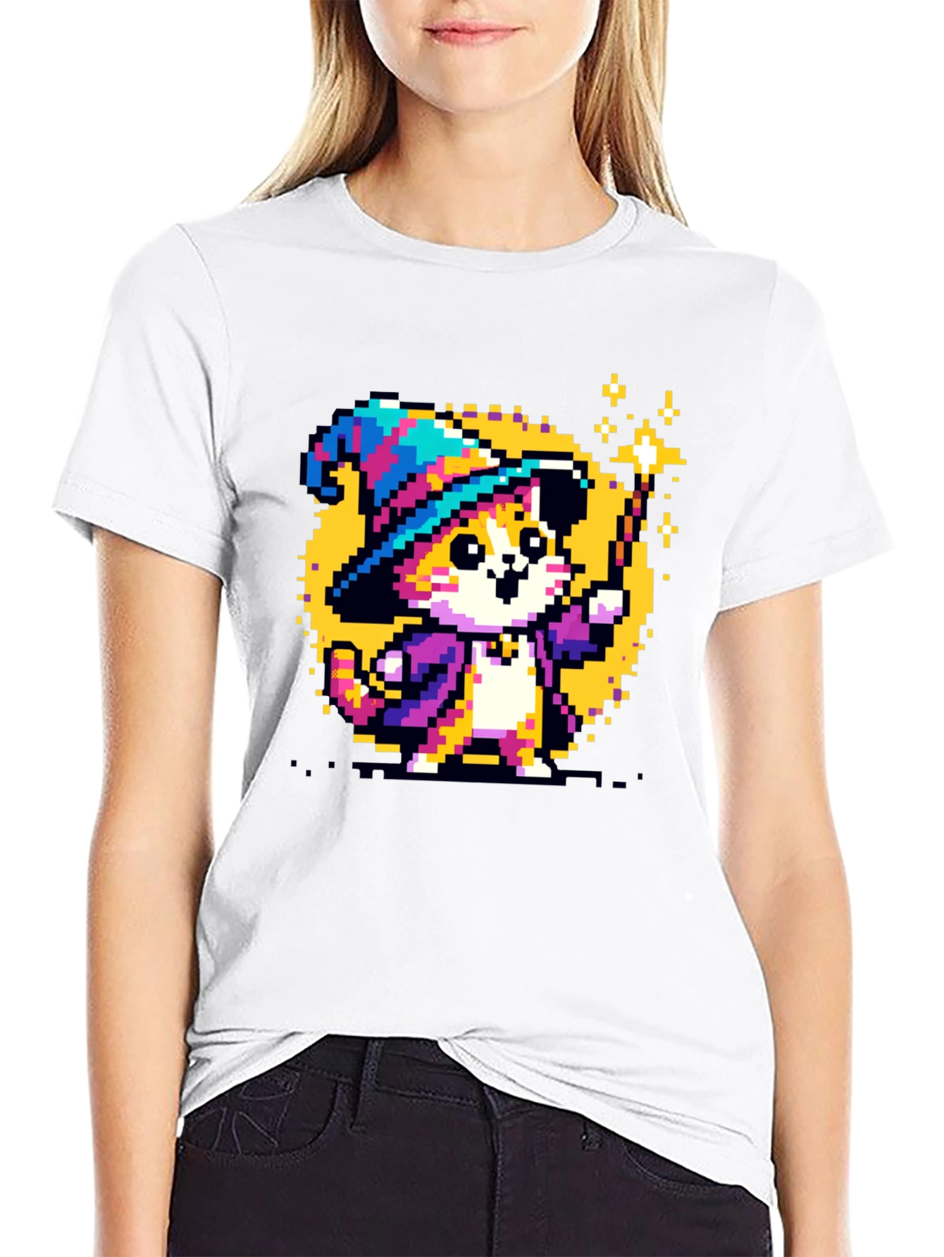 Wizard Cat Pixel Art T-Shirt