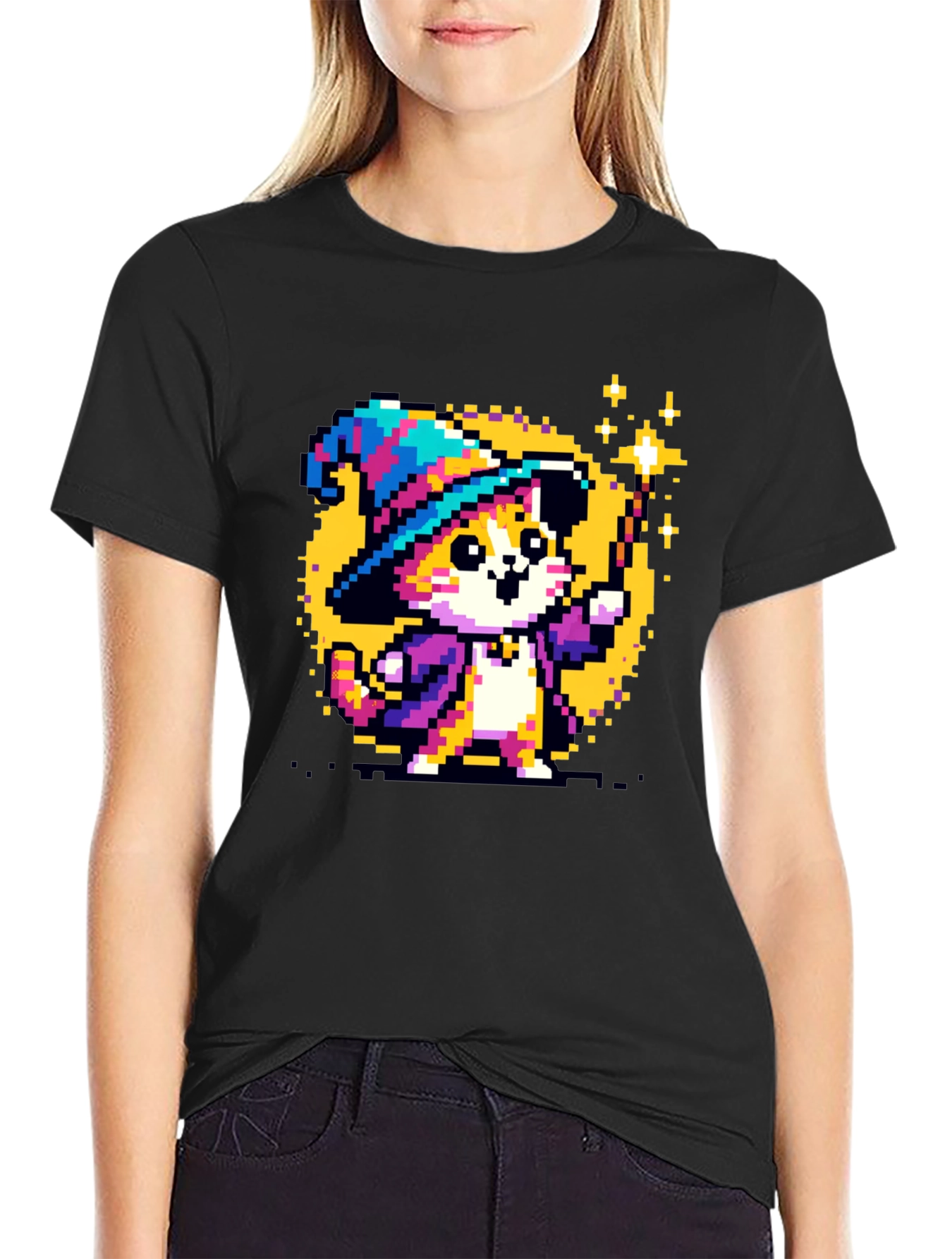 Wizard Cat Pixel Art T-Shirt