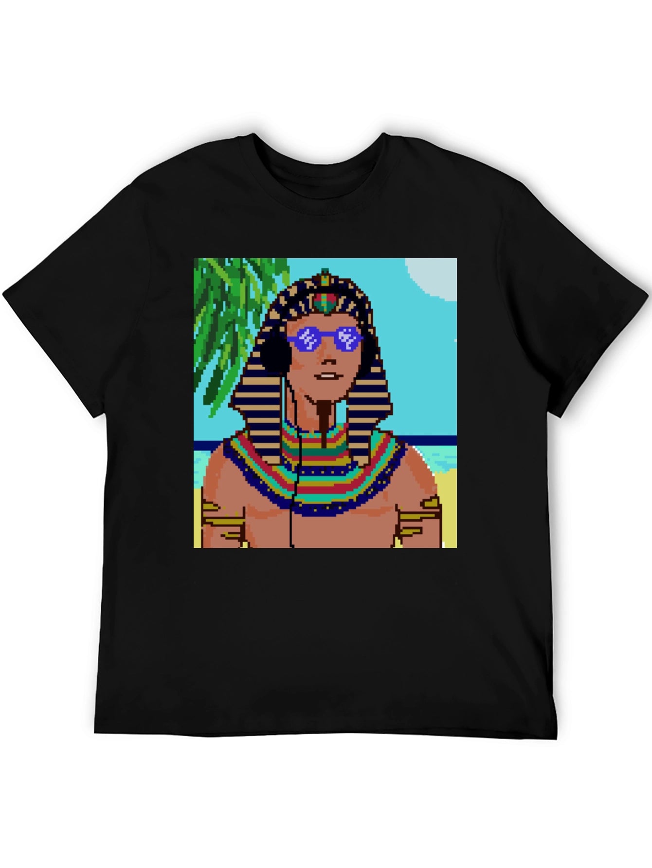 Retro Pharaoh Graphic Tee - Cool Pixelated Design