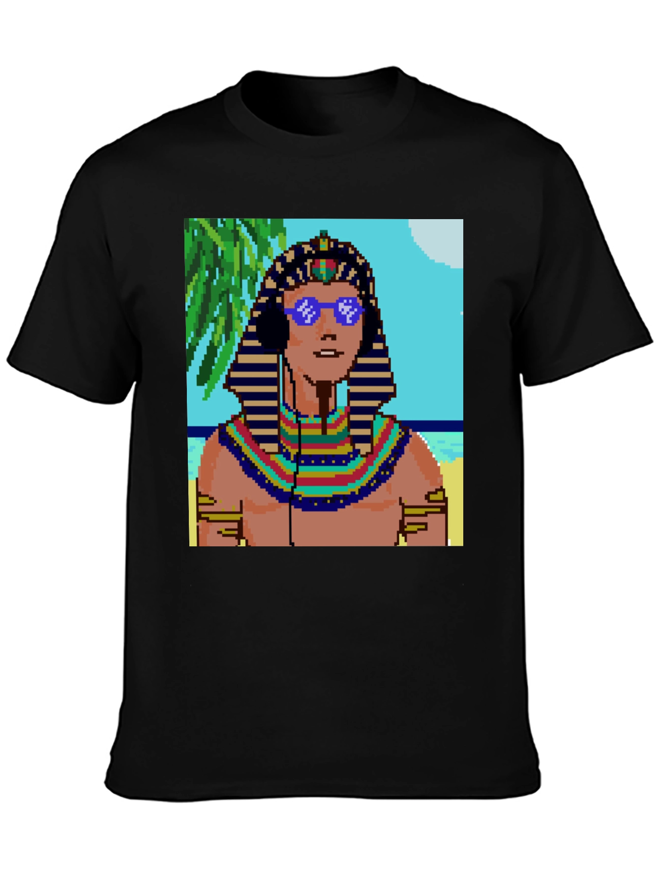 Retro Pharaoh Graphic Tee - Cool Pixelated Design