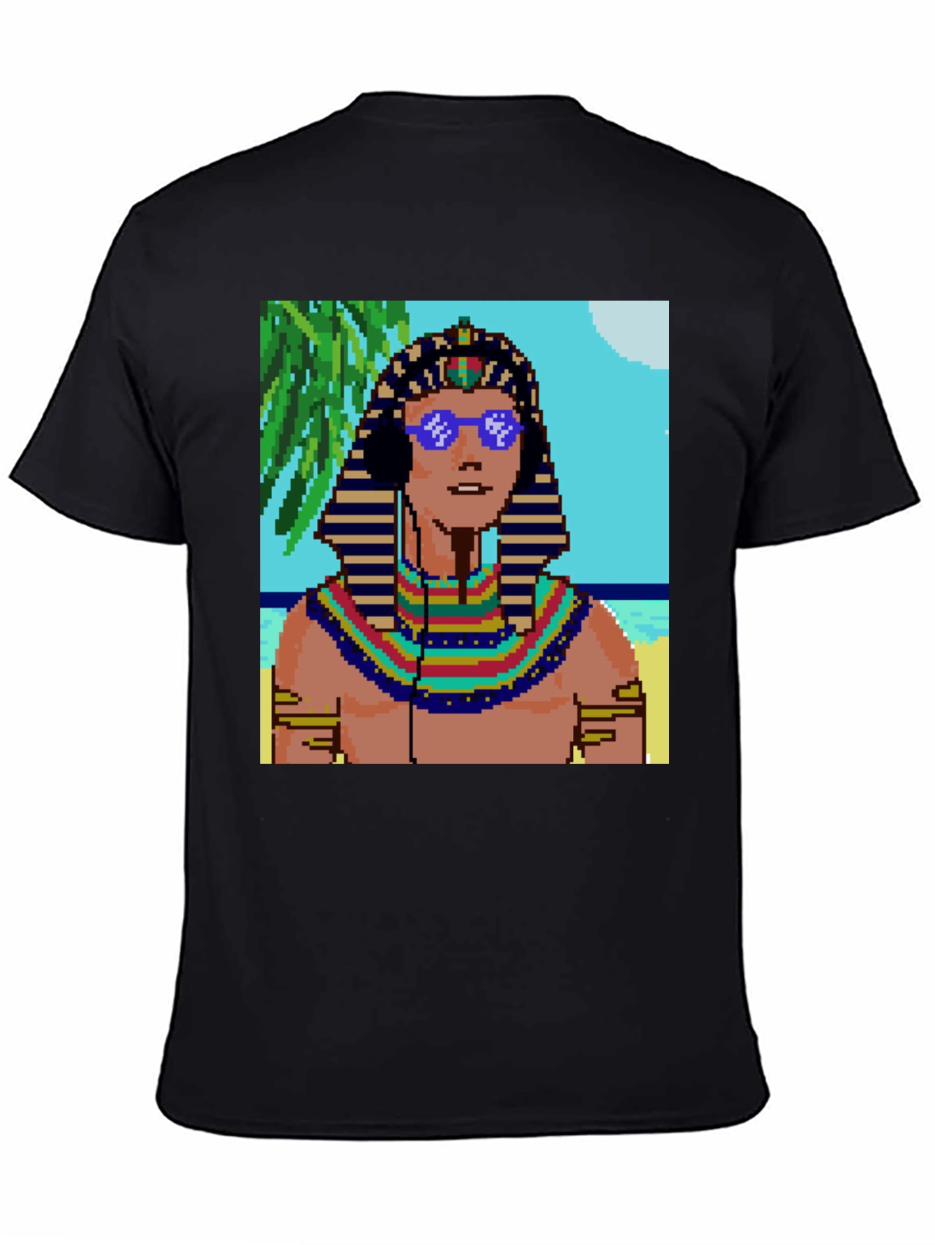 Retro Pharaoh Graphic Tee - Cool Pixelated Design