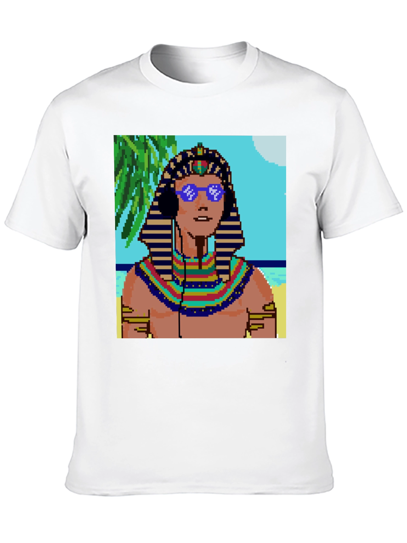 Retro Pharaoh Graphic Tee - Cool Pixelated Design