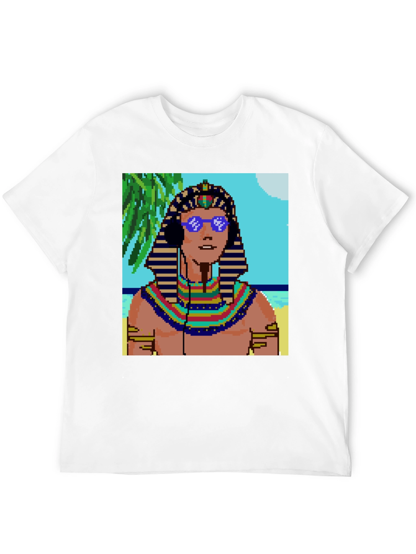 Retro Pharaoh Graphic Tee - Cool Pixelated Design