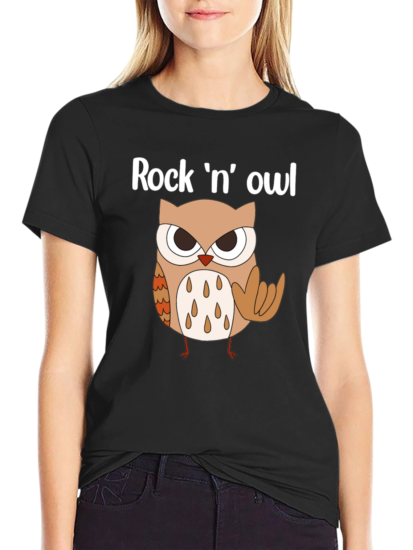 Rock n Owl Graphic Tee - Mens Black T-Shirt