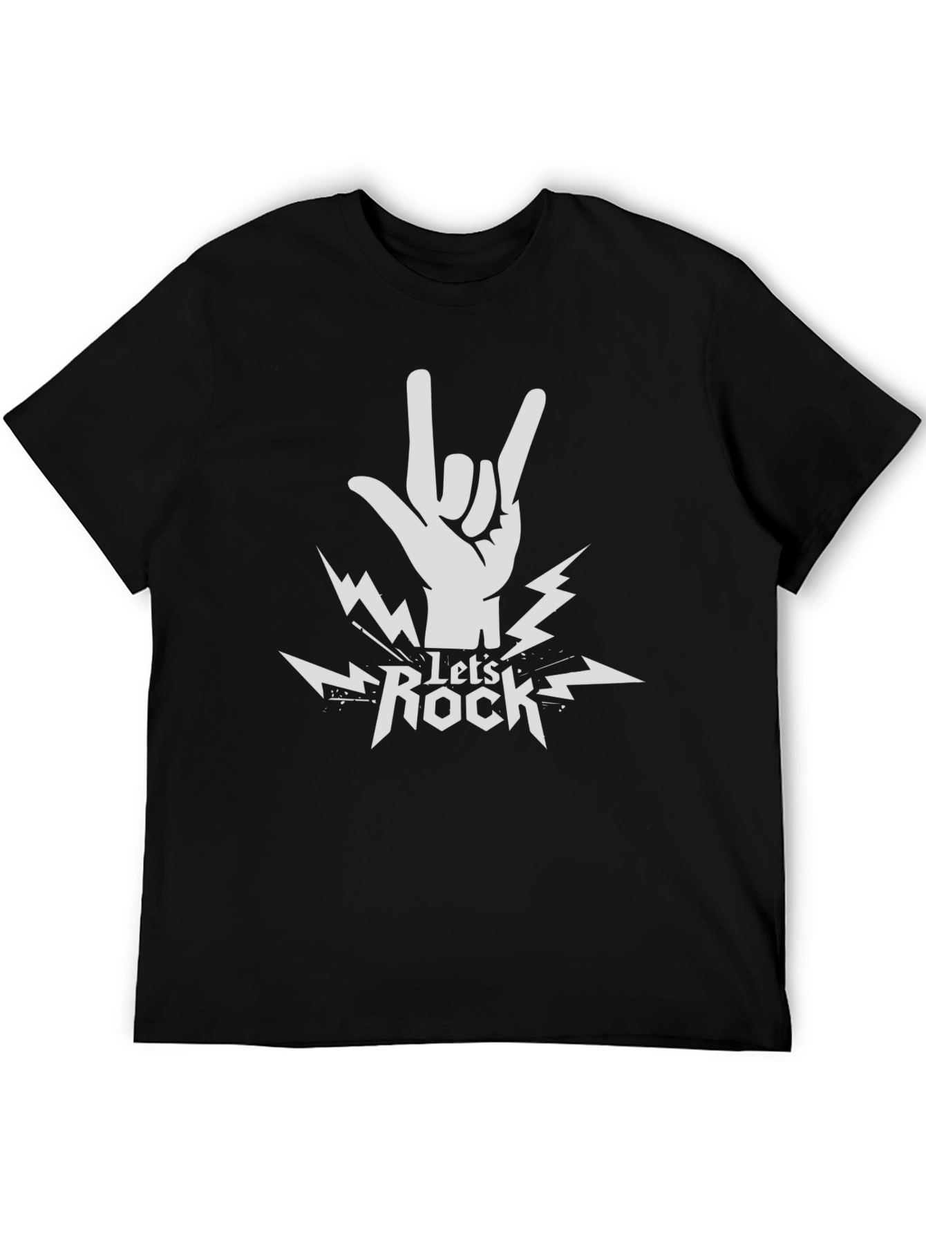 Lets Rock Graphic Print Tee - Black