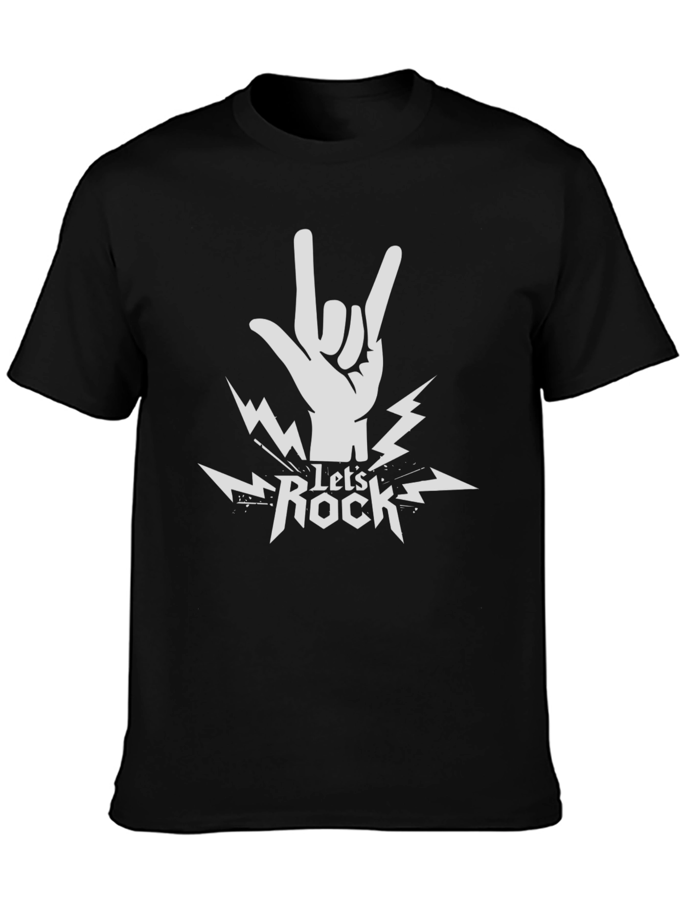 Lets Rock Graphic Print Tee - Black