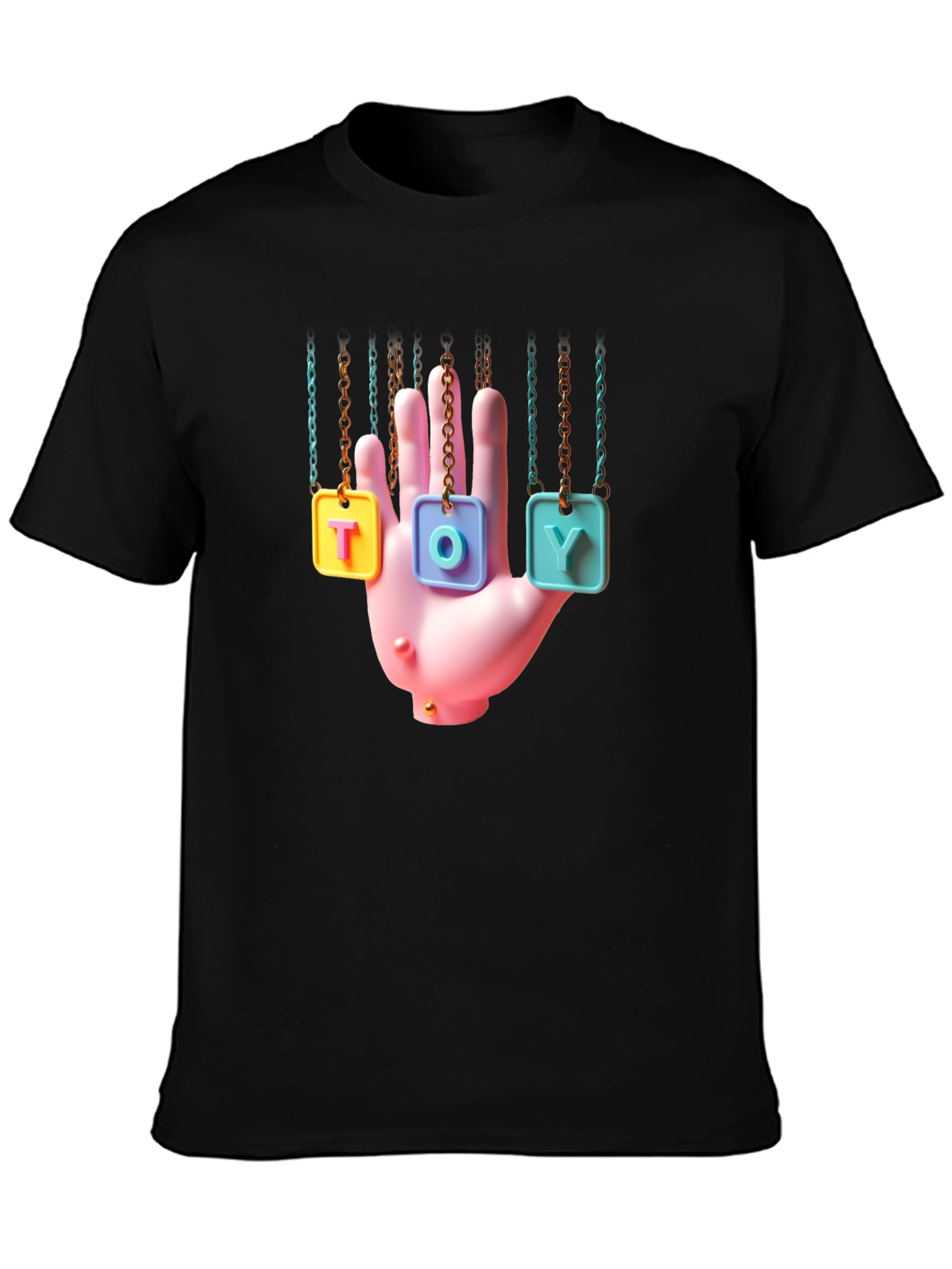 Trendy Graphic Tee - Hanging Toy Hand Design