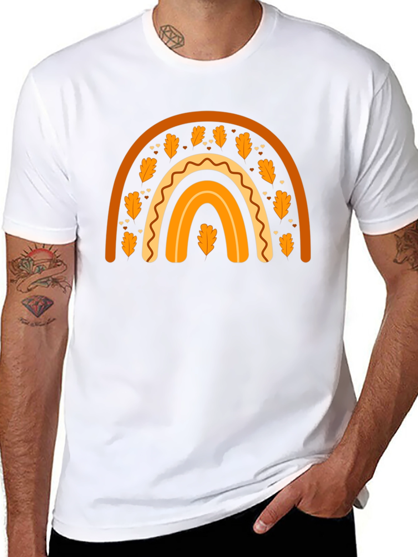 Fall Rainbow Graphic Tee - Autumn Harvest Shirt