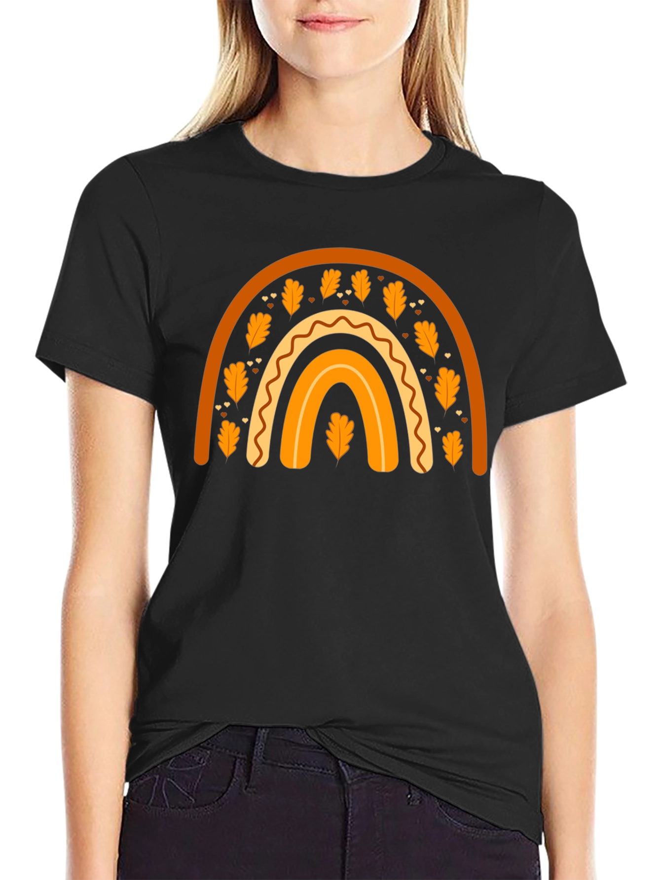 Fall Rainbow Graphic Tee - Autumn Harvest Shirt