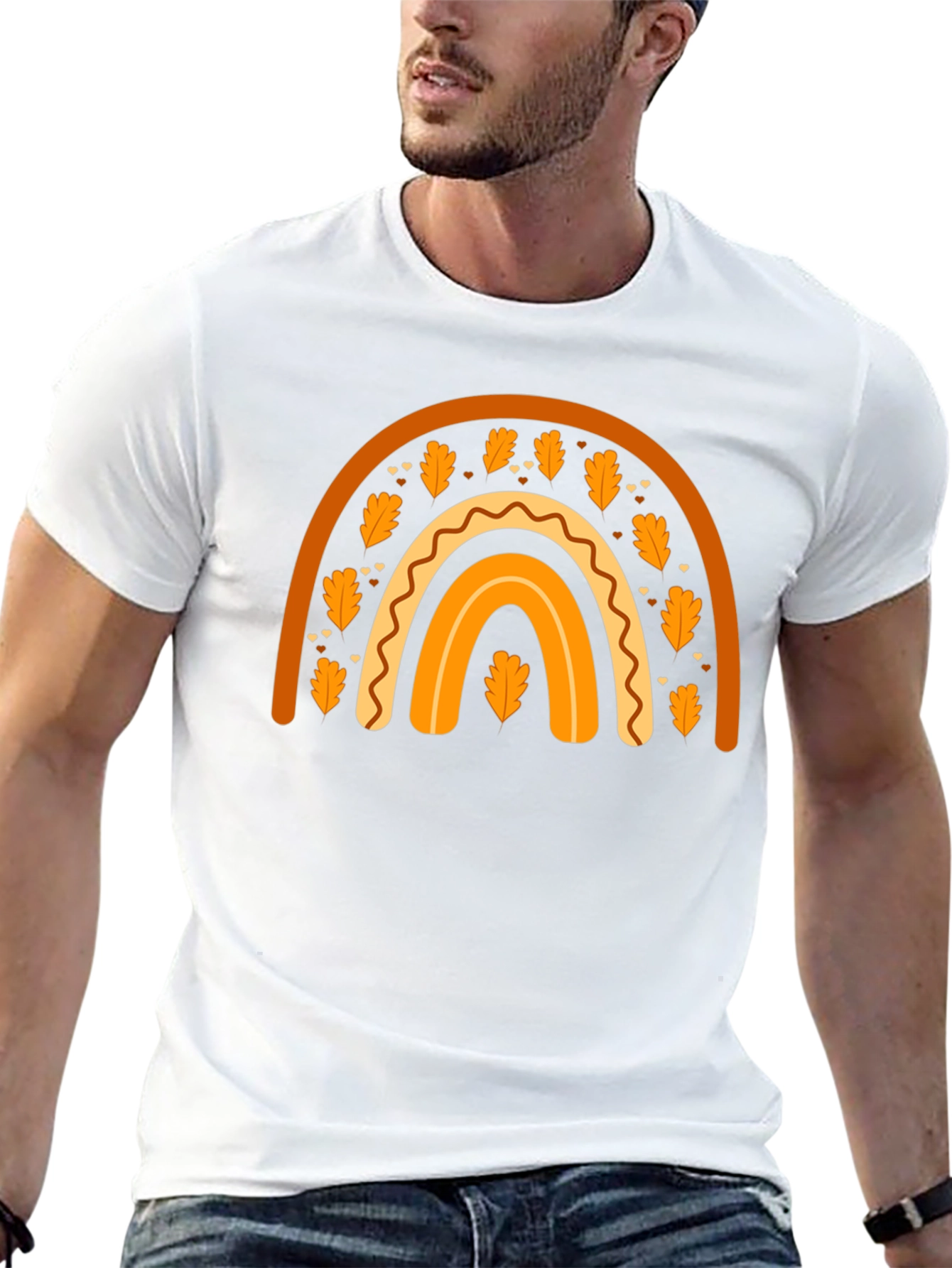 Fall Rainbow Graphic Tee - Autumn Harvest Shirt