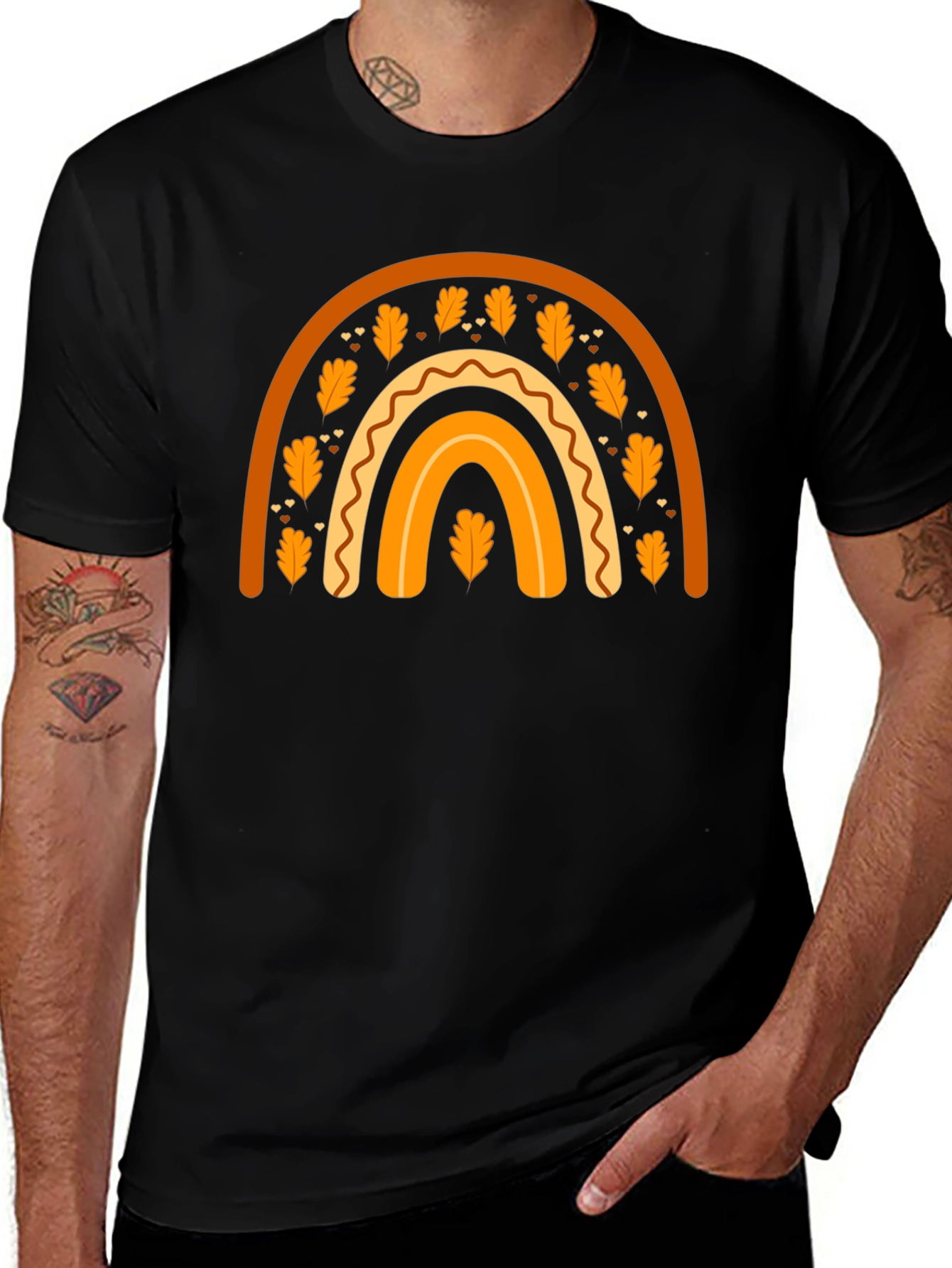 Fall Rainbow Graphic Tee - Autumn Harvest Shirt