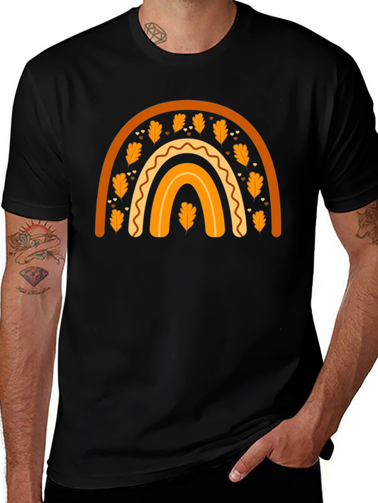 Fall Rainbow Graphic Tee - Autumn Harvest Shirt