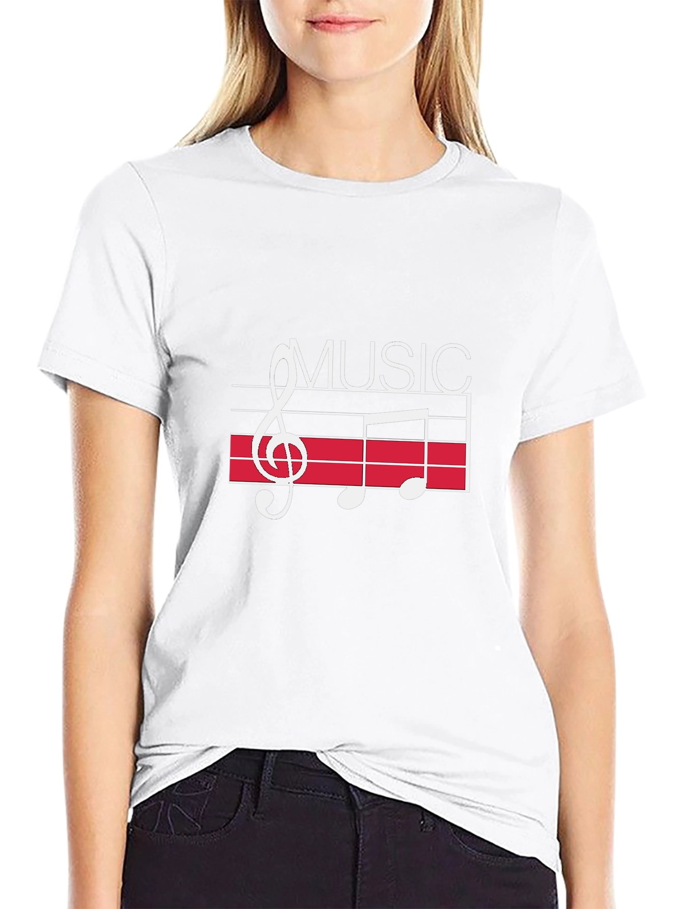 Music Notes Graphic Black T-Shirt