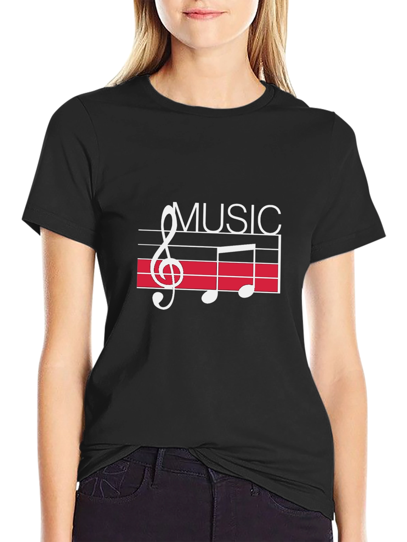 Music Notes Graphic Black T-Shirt