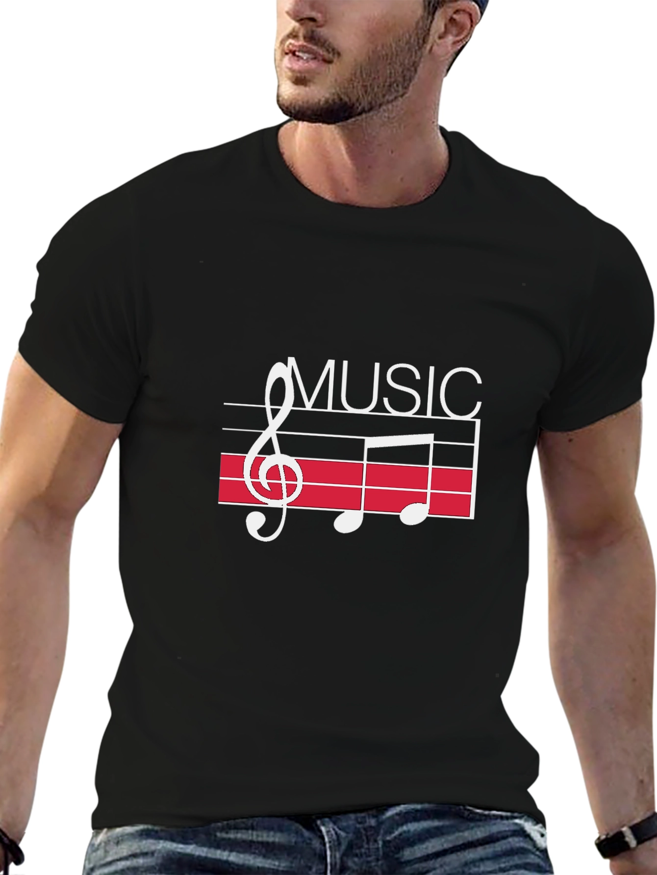 Music Notes Graphic Black T-Shirt
