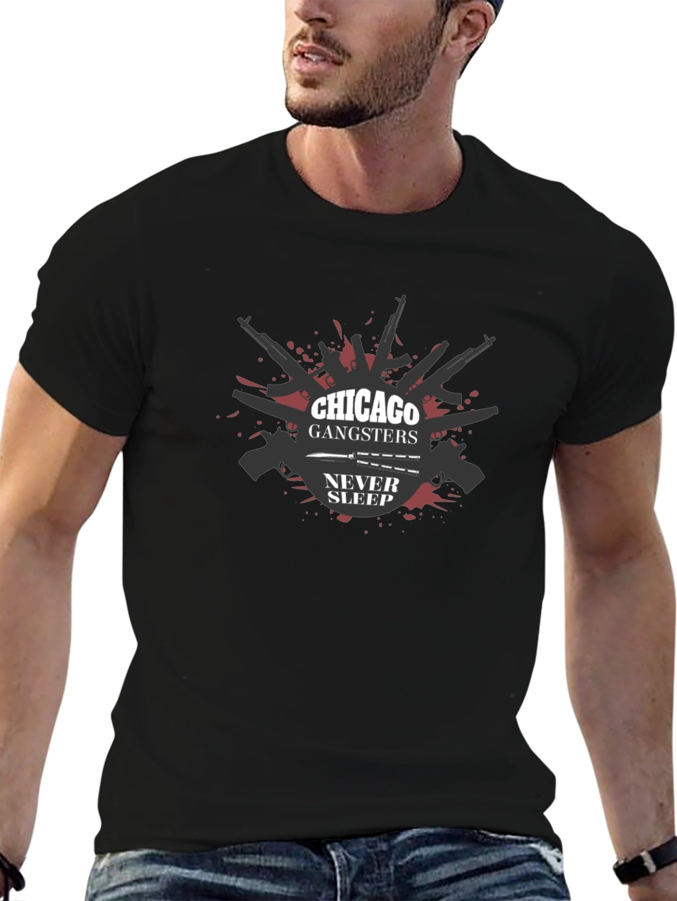 Chicago Gangsters Never Sleep Graphic T-Shirt