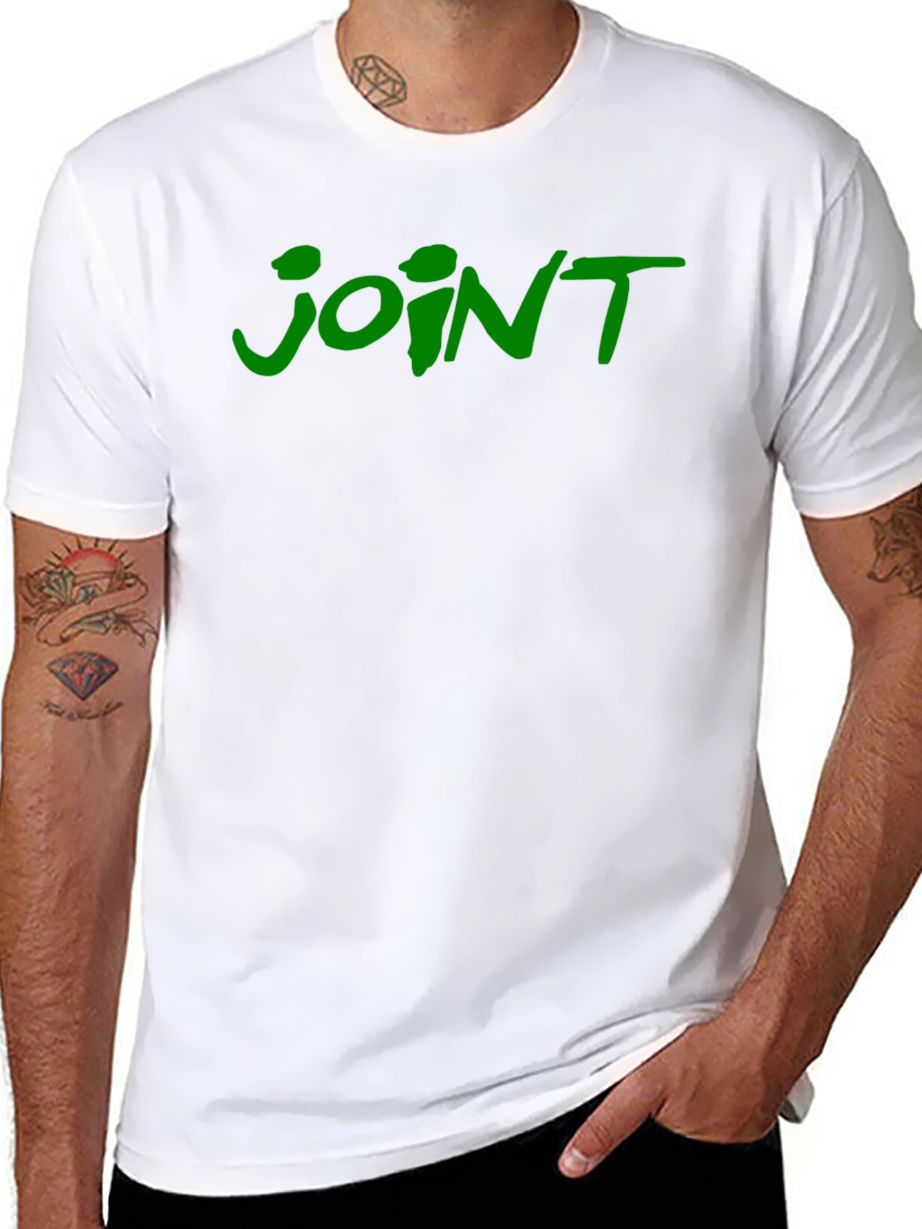 Joint T-Shirt - Green Lettering on Black Cotton Tee