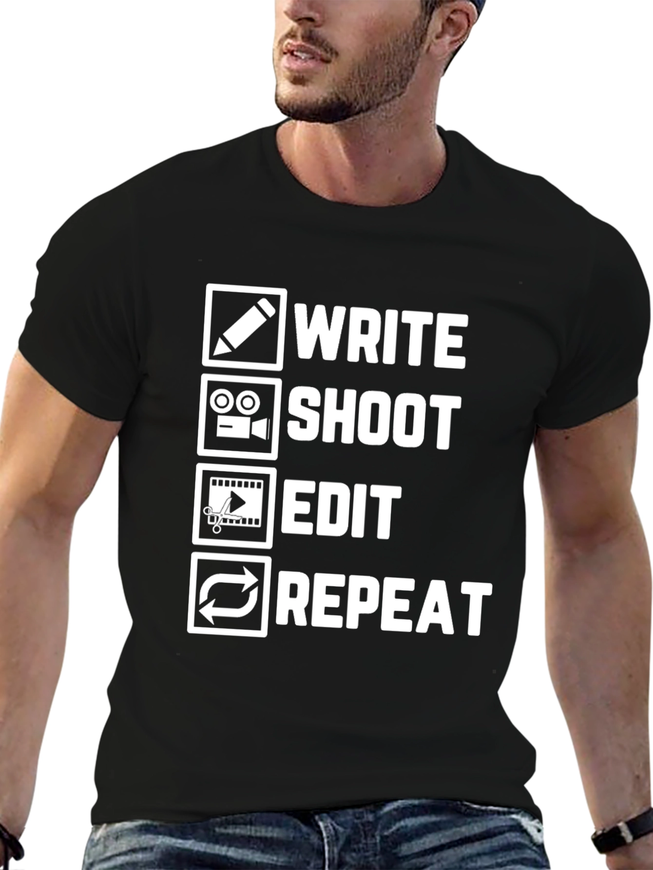 Write Shoot Edit Repeat Filmmaker T-Shirt