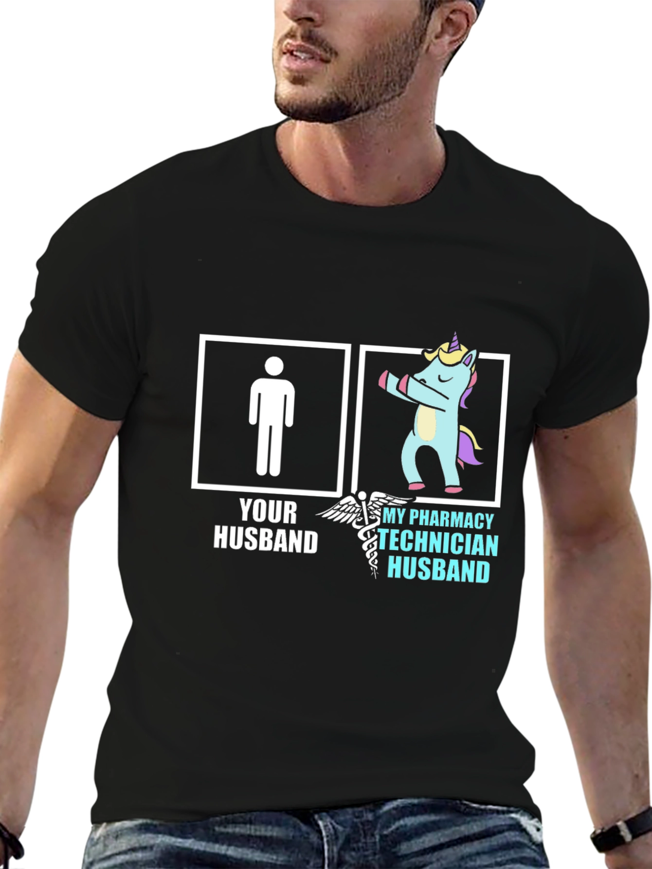 Funny Pharmacy Technician Husband Unicorn T-Shirt
