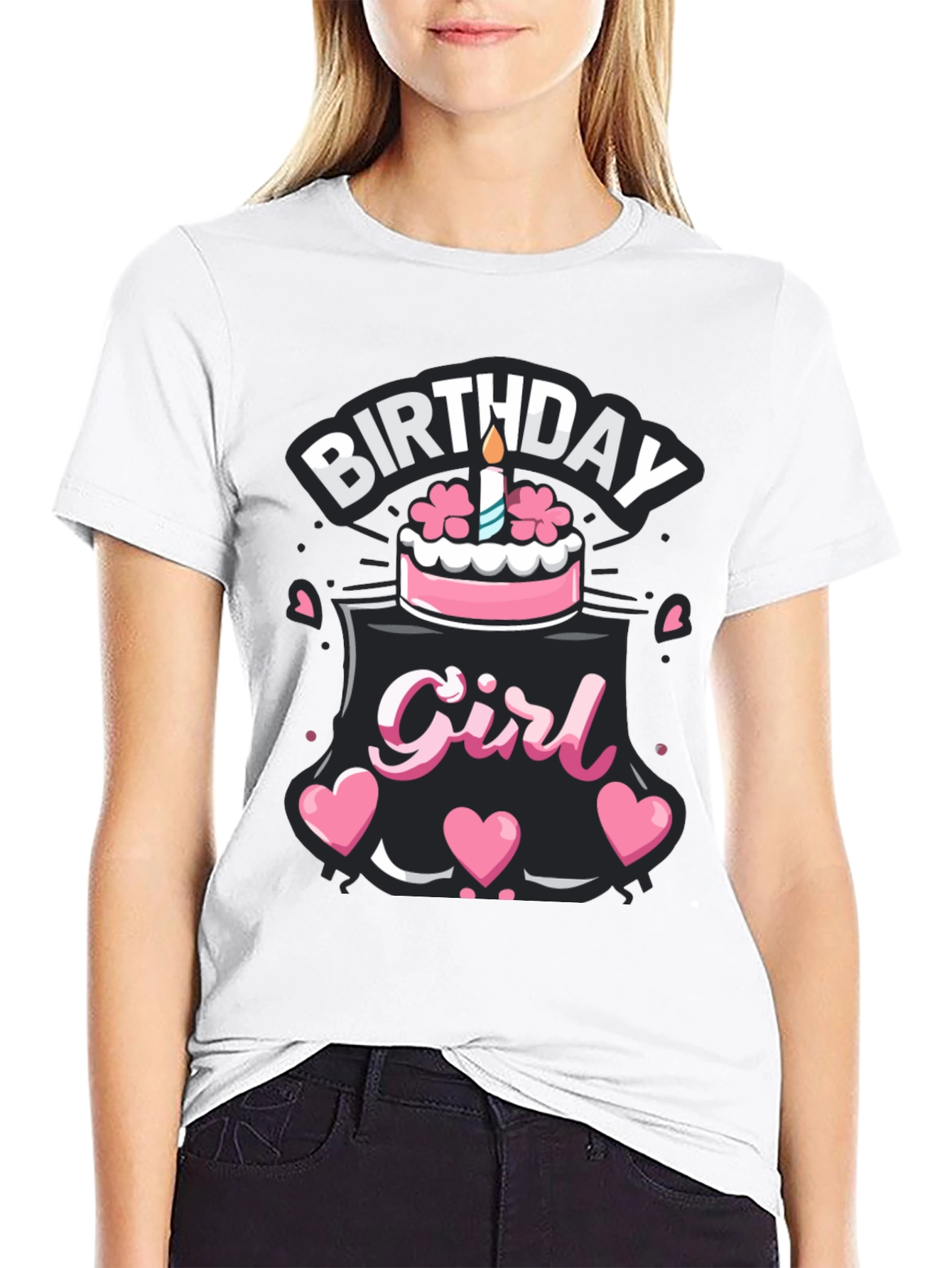 Birthday Girl T-Shirt - Cute Cake Design
