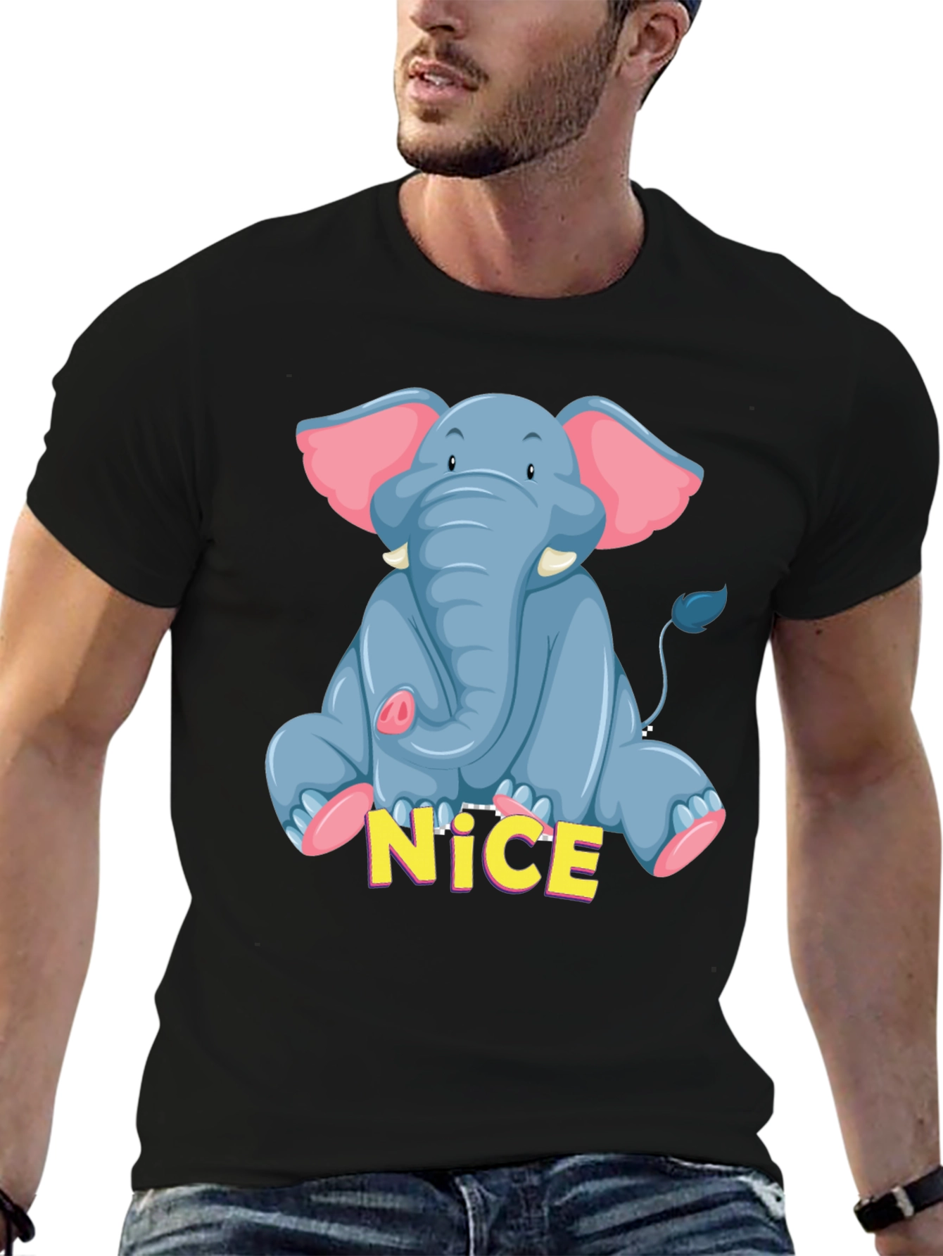 Cute Elephant Graphic Tee - Unisex Black T-Shirt
