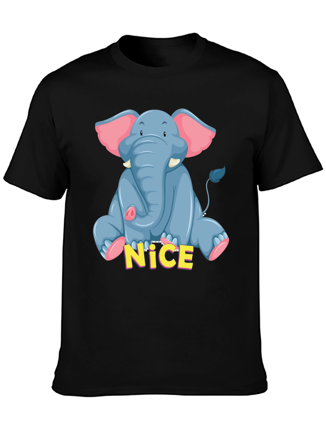 Cute Elephant Graphic Tee - Unisex Black T-Shirt