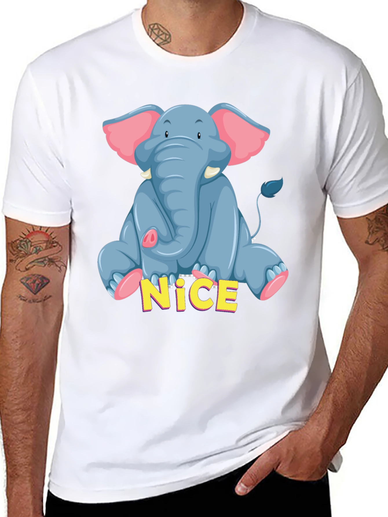 Cute Elephant Graphic Tee - Unisex Black T-Shirt