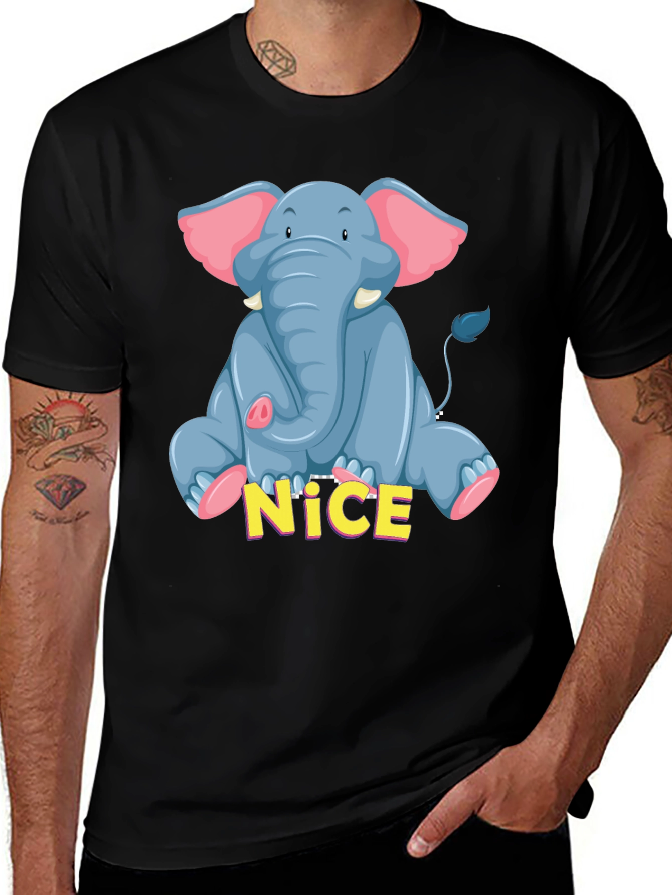 Cute Elephant Graphic Tee - Unisex Black T-Shirt