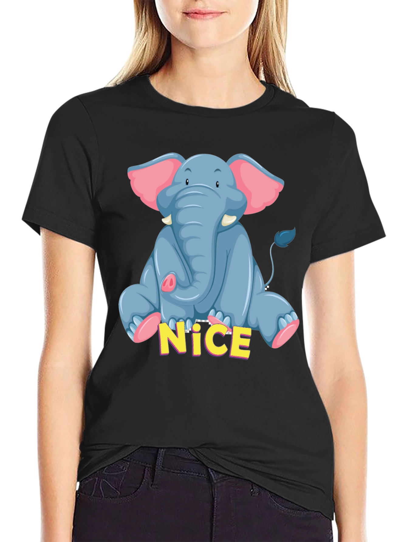 Cute Elephant Graphic Tee - Unisex Black T-Shirt