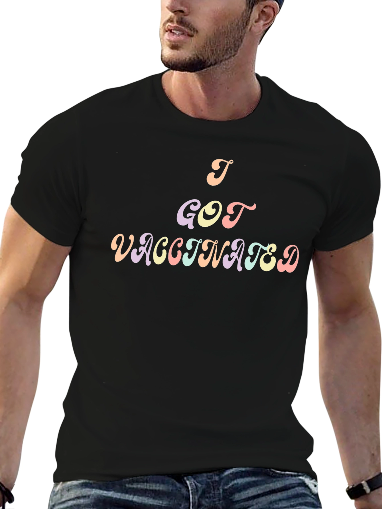 I Got Vaccinated T-Shirt - Black Crew Neck