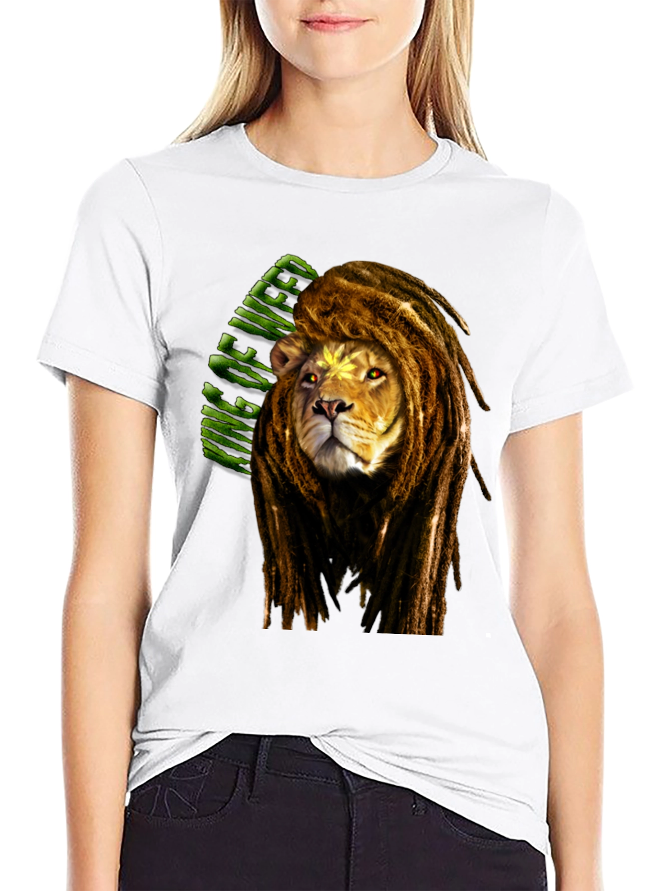 Lion Dreadlocks T-Shirt - King of Weed Graphic Tee