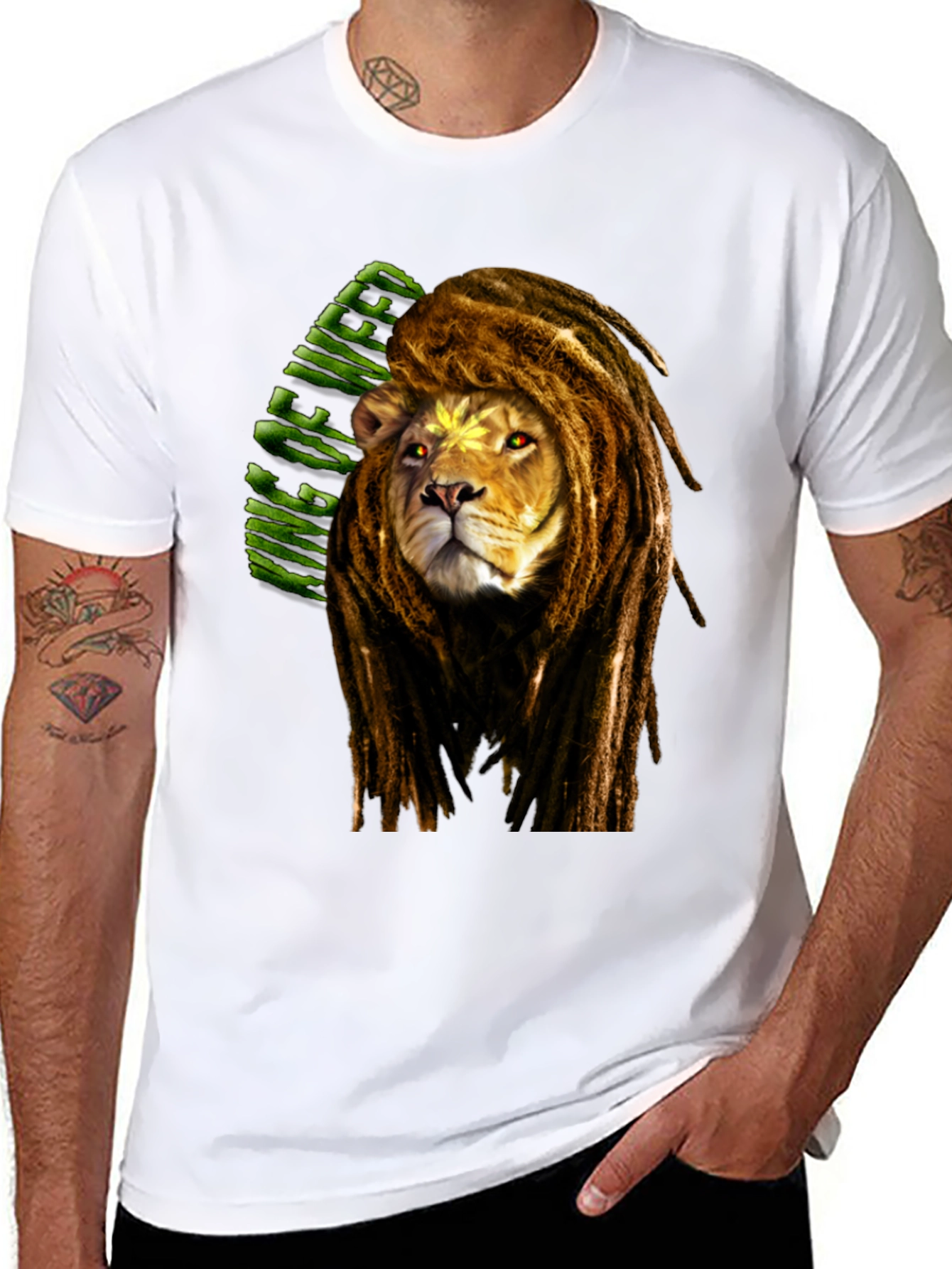 Lion Dreadlocks T-Shirt - King of Weed Graphic Tee
