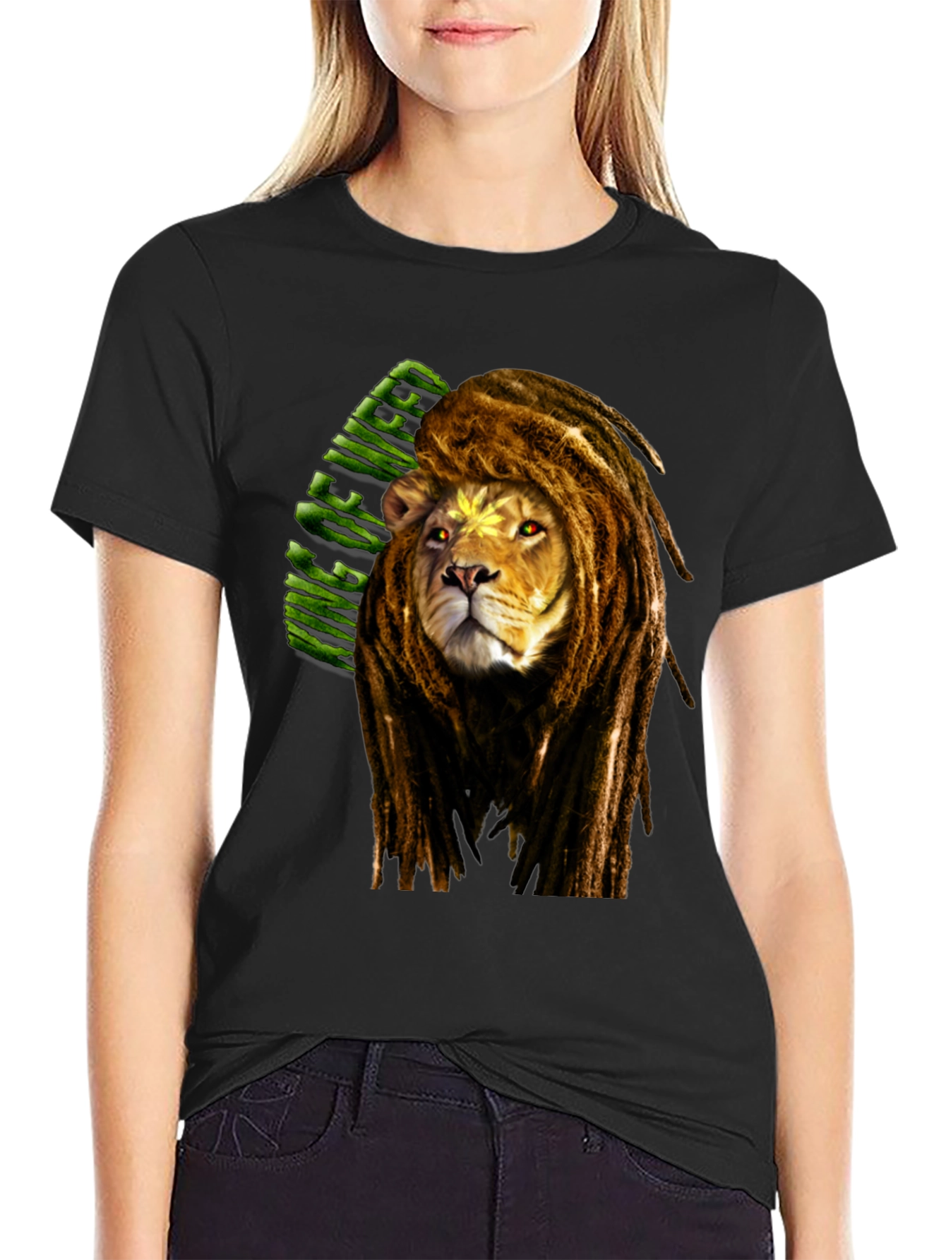Lion Dreadlocks T-Shirt - King of Weed Graphic Tee