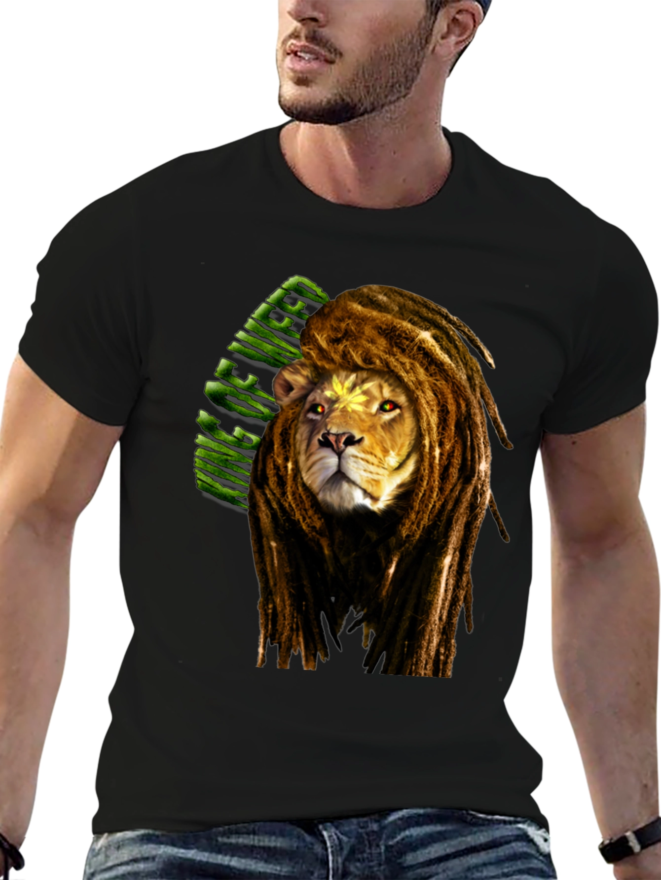 Lion Dreadlocks T-Shirt - King of Weed Graphic Tee