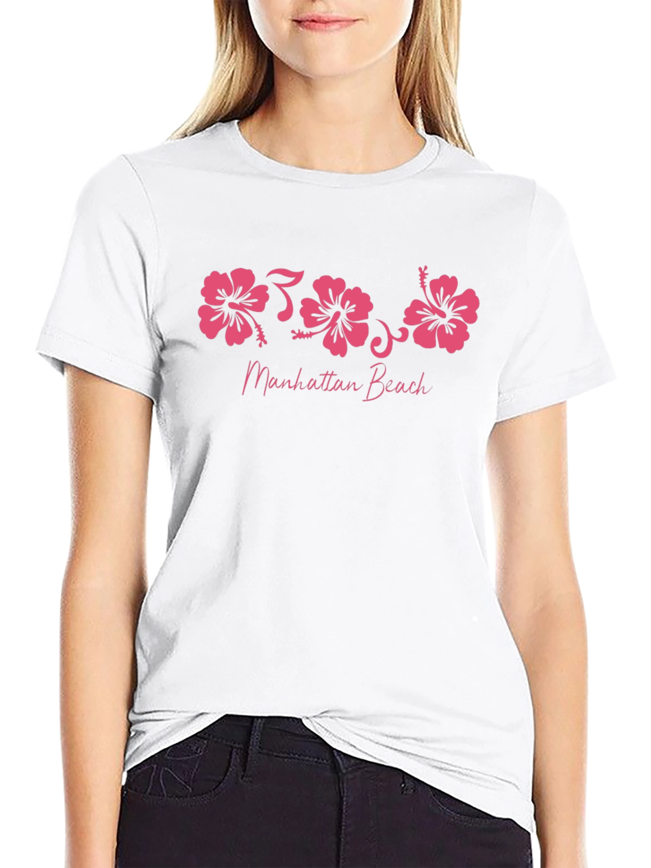 Manhattan Beach Hibiscus Flower Graphic T-Shirt