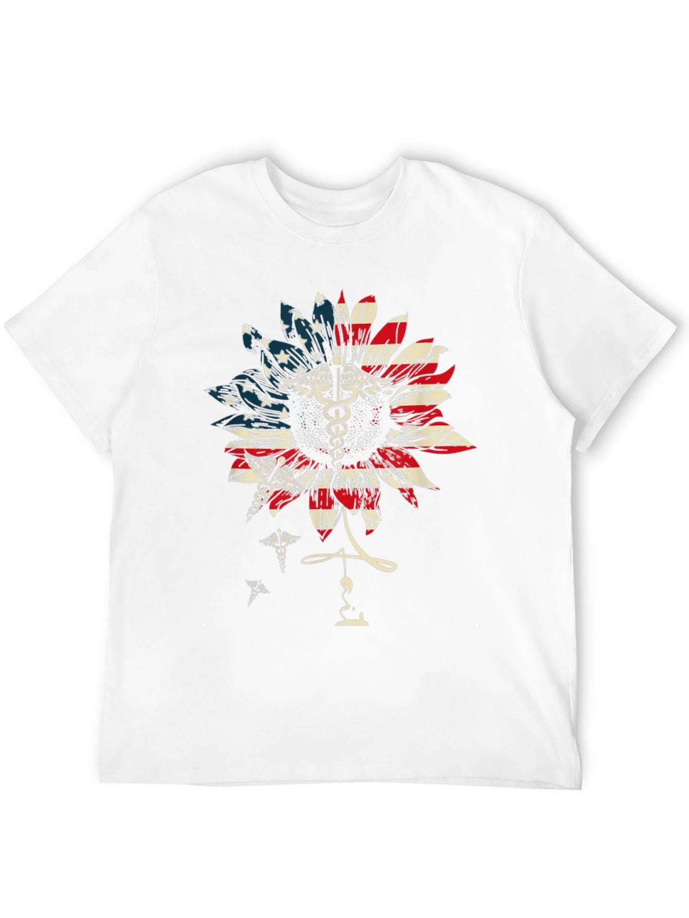American Flag Sunflower Medical T-Shirt