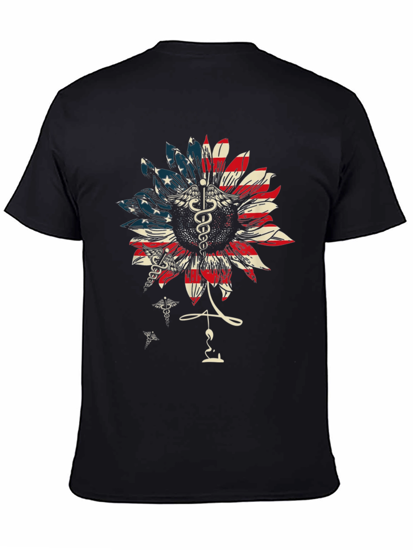 American Flag Sunflower Medical T-Shirt