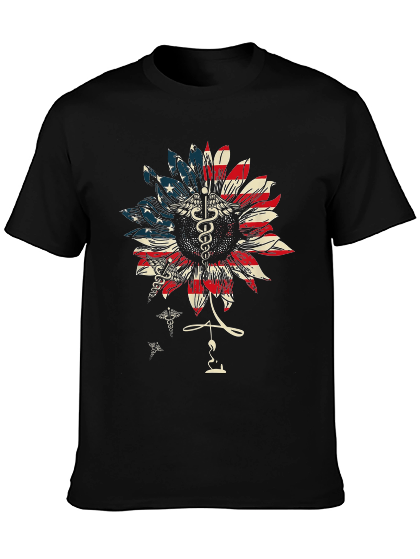 American Flag Sunflower Medical T-Shirt