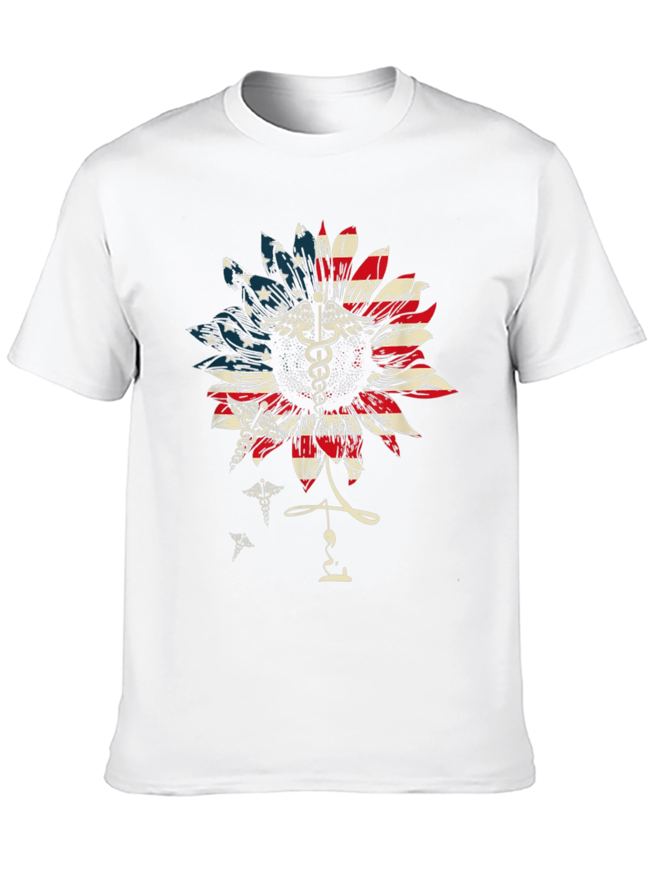 American Flag Sunflower Medical T-Shirt
