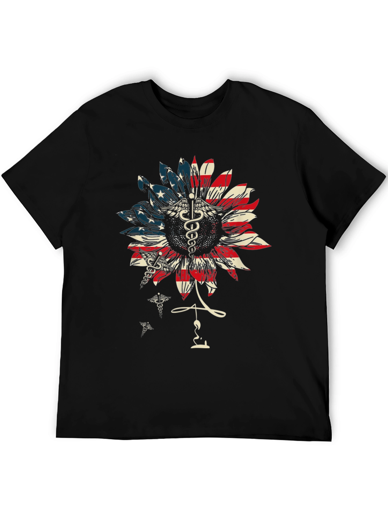 American Flag Sunflower Medical T-Shirt